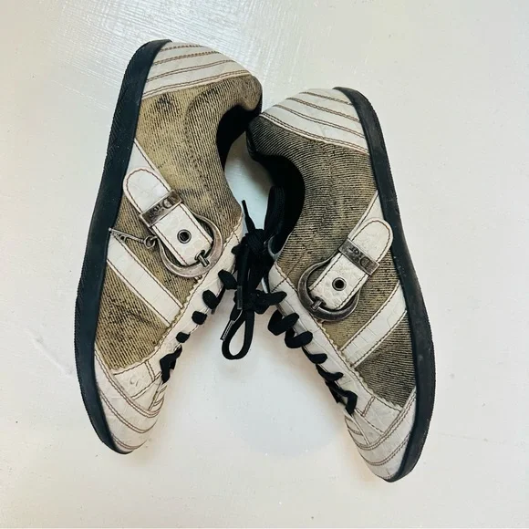 Vintage Womens CHRISTIAN DIOR Sneakers Shoes Monogram Brown Beige siz 36.56.5